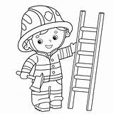 Coloring Page Outline Of Cartoon Fireman Or Firefighter With A Fire  sketch template
