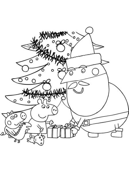 Peppa Pig Christmas coloring page - Free printable