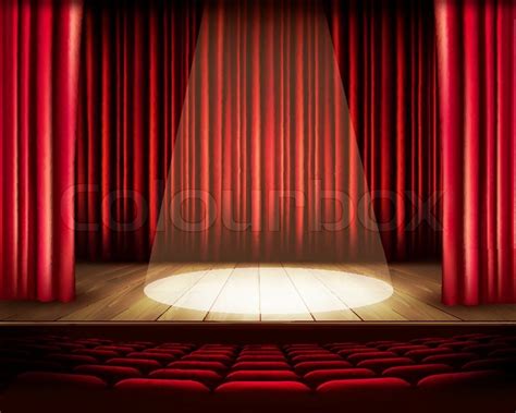 A theater stage with a red curtain, ... | Stock vector | Colourbox