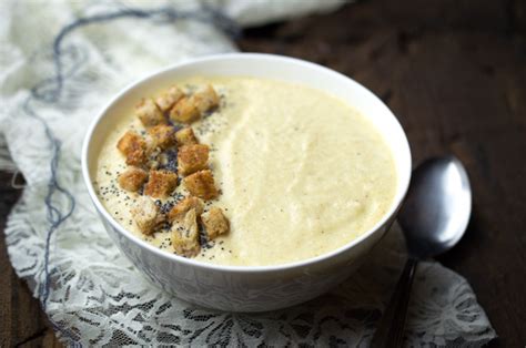 Roasted Cauliflower Soup with Whole Wheat Croutons and Poppy Seeds ...