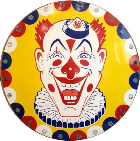 circa 1940: Cast iron and enamel clown sign from midwest amusement park ...