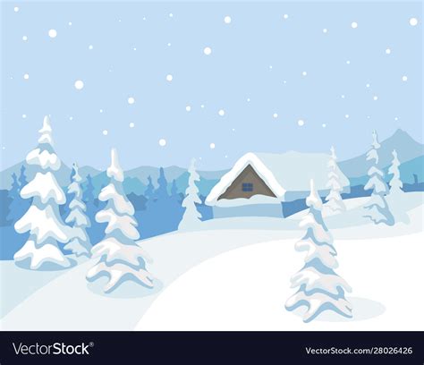 Cartoon color winter landscape scene concept Vector Image