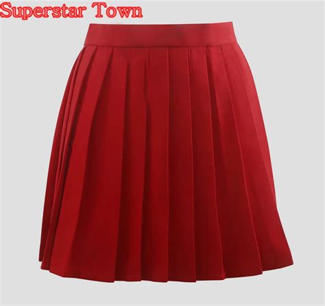 Red Pleated Skirts Summer Female Skirts High School Uniform Japan ...