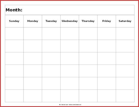 Blank 6 Week Calendar Template | Example Calendar Printable