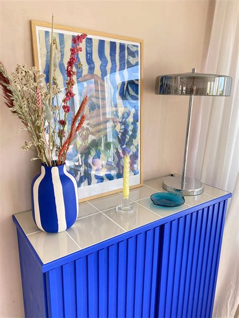 Electric Blue Paint and Neutral Tiles Transformed This IKEA Cabinet | Ikea ivar cabinet, Ikea ...