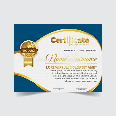 Award Template Certificate, Gold Color and Gradient. Contains a Modern Certificate with a Gold ...