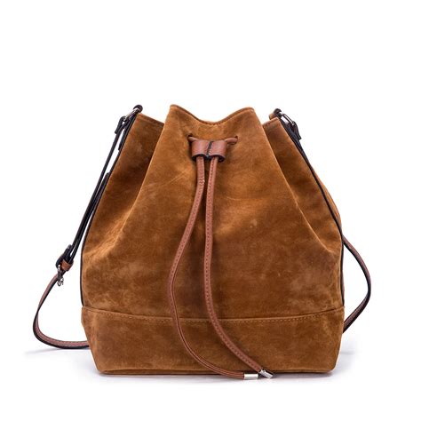 Newest Brown Bucket Shoulder Bag Faux Suede Famous BrandDesigner Handbags Shoulder Bags ...