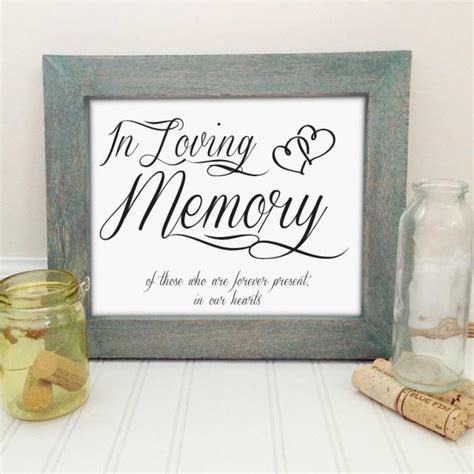 Printable In Loving Memory Wedding Sign, Memorial Sign, 8x10 Elegant ...