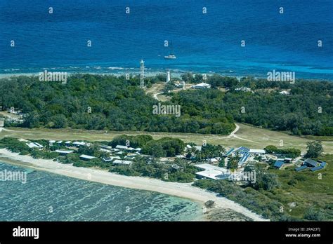 Aerial view of Lady Elliot Island and surrounding coral reef. Southern Great Barrier Reef ...