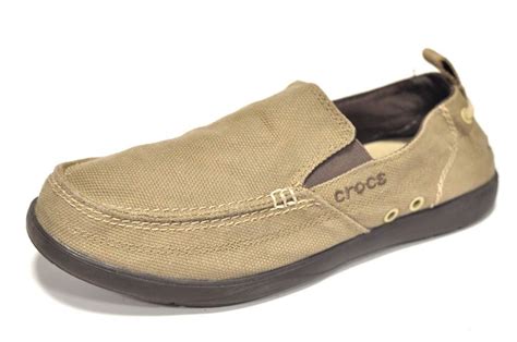 Crocs 11270 Walu Khaki Men's Size 9 Slip On Boat Canvas Shoes #Crocs #BoatShoes | Canvas shoes ...