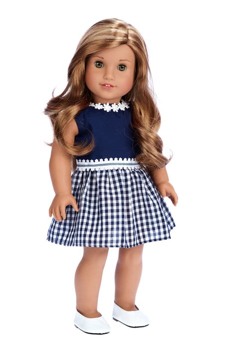 Saturday Afternoon - Clothes for 18 inch American Girl Doll - Navy Blue Dress – Dreamworld ...