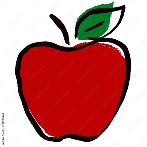 Red apple illustration child hand drawing Stock Illustration | Adobe Stock