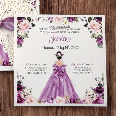 Laser Purple Quinceanera invitation card - Invitationcards