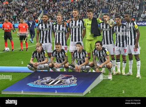 Newcastle United players line up during the UEFA Champions League match Newcastle United vs ...