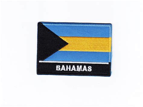 Bahamas MultiColor Country Flag Logo Embroidered Iron On Backing Heat ...