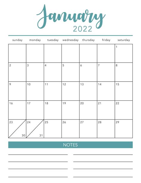 Calendar 2022 Template Printable - Customize and Print