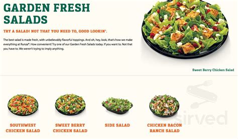 Runza Printable Menu