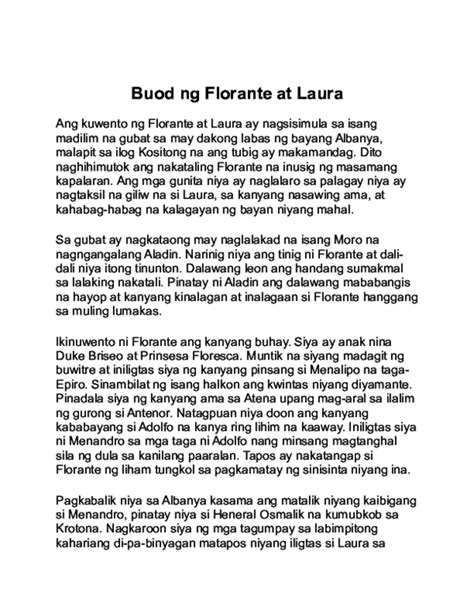 (DOC) Buod ng Florante at Laura | Maribeth Tesoro - Academia.edu