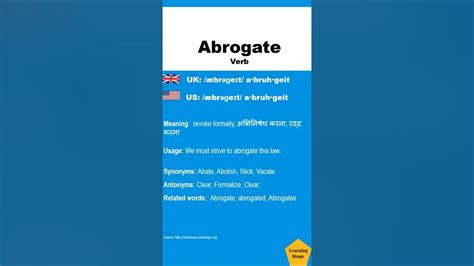 Abrogate meaning pronunciation and synonyms #Shorts - YouTube