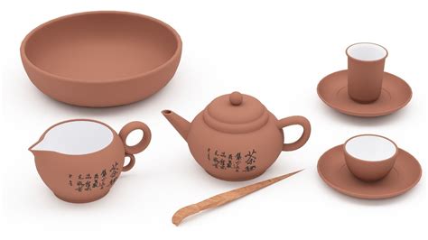 Chinese traditional ceremony tea set 3D model | CGTrader