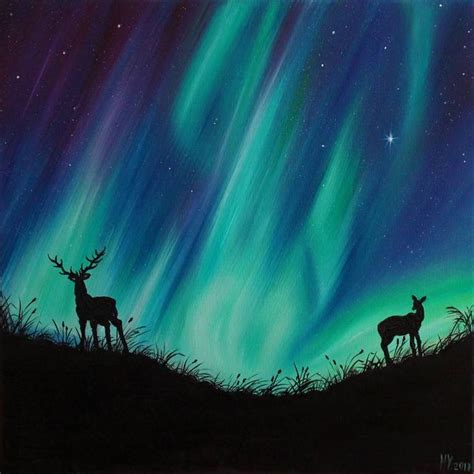 Northern Lights Painting by Viktor Hardubej | Saatchi Art | Northern lights painting, Northern ...