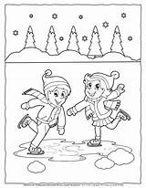Winter Coloring Page  Ice Skating Planerium sketch template