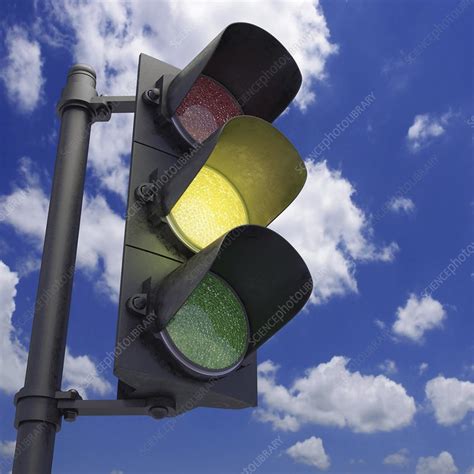 Amber traffic light, artwork - Stock Image - F006/8748 - Science Photo Library