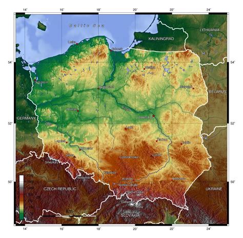 Large physical map of Poland | Poland | Europe | Mapsland | Maps of the ...