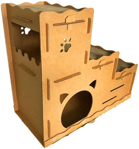 Seny Cardboard Cat House with Cat Scratcher Three-Story W30 X D14 X H26 - Walmart.com - Walmart.com