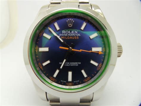 Replica Rolex Milgauss Watch Blue Dial Green Sapphire Clone 3131 – Hot Spot on Replica Watches ...