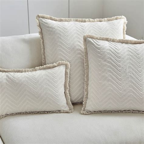 Chevron Fringed Tufted Sofa Cushion Cover 30cm X 50cm - Natural ...