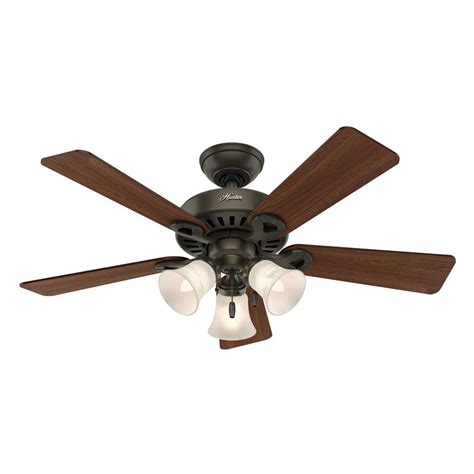 Shop Hunter Ridgefield II 44-in New Bronze Indoor Ceiling Fan with Light Kit at Lowes.com