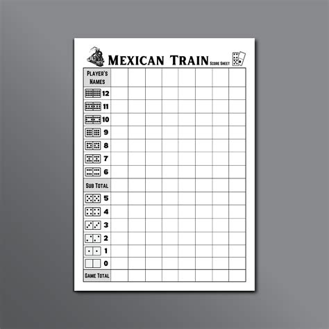 Mexican Train Dominoes Score Sheet, Mexican Train Game Score Sheet ...