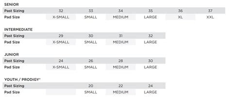 Bauer Goalie Size Chart