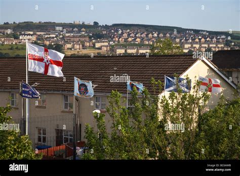 the fountain estate flying loyalist flags in derry city county derry northern ireland uk Stock ...