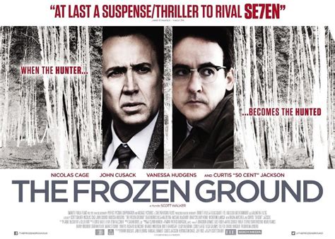 the frozen ground movie poster with two men in suits and ties looking at each other