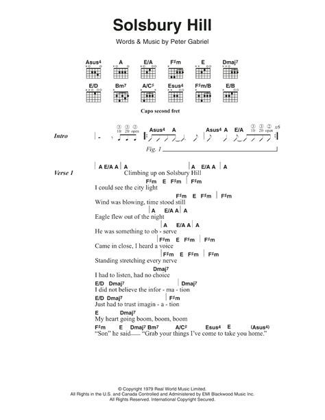 Solsbury Hill by Peter Gabriel - Guitar Chords/Lyrics - Guitar Instructor