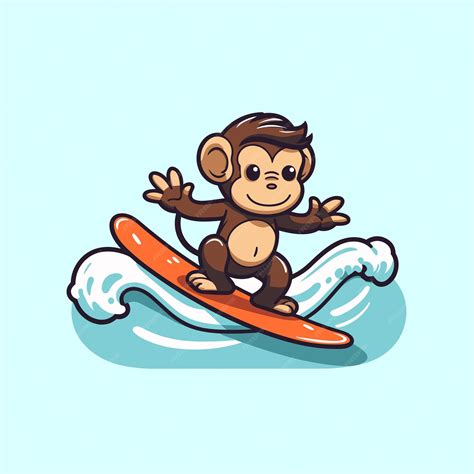 Premium Vector | Cute monkey surfing vector illustration