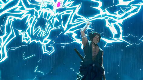 Sasuke Uchiha Absorbing Natural Lightning From Thunder Live Wallpaper