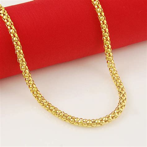 Hot Selling Classic Necklace 24K Gold 62cm Link Chain Necklace Excellent Gift For Men Women ...