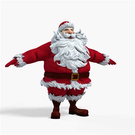 modelo 3d Nuevo y atractivo Papá Noel con una hermosa y hermosa barba ...