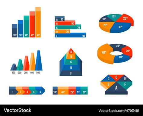 Charts diagrams and graphs in modern isometric 3d Vector Image