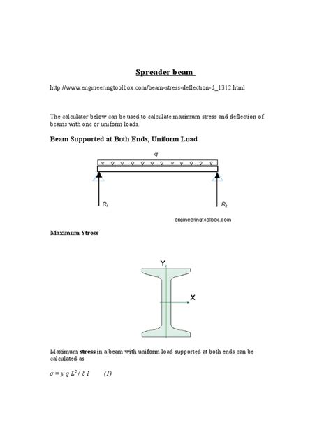 Spreader Beam Calculation | PDF | Beam (Structure) | Stress (Mechanics)