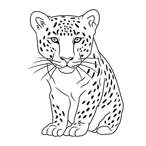 Premium Photo | A black and white drawing of a leopard sitting down generative ai