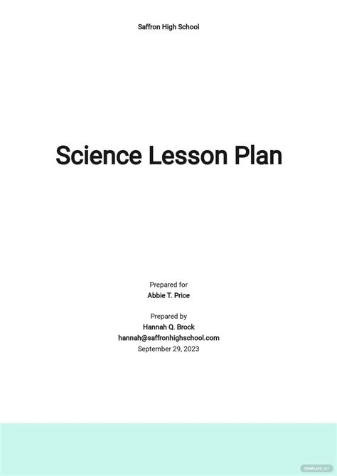 High School Science Lesson Plan Template - Google Docs, Word, Apple ...