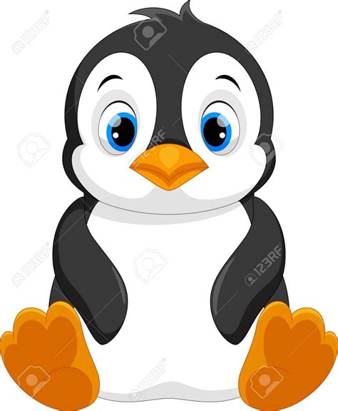 Cute baby penguin cartoon sitting Illustration , #SPONSORED, #penguin ...