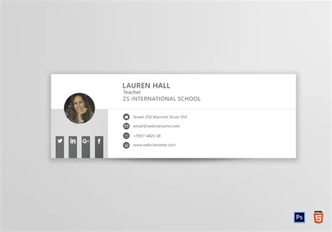 Teacher Email Signature Design Template in PSD, HTML