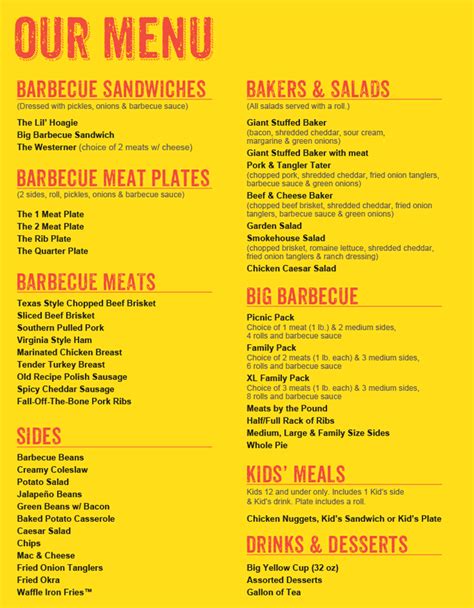 Dickey's Barbecue Pit Menu - Urbanspoon/Zomato