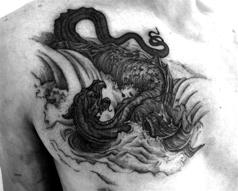 Tattoo after Dore's Leviathan (I like this use of lines on negative space) | Leviathan tattoo ...