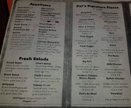 Pat's Pizza Menu, Bar Harbor, ME